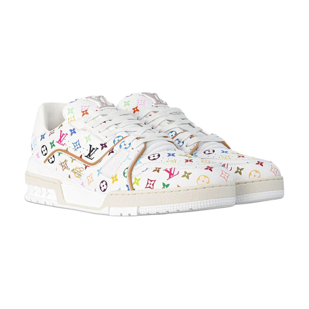 Louis Vuitton × Takashi Murakami Trainer Grained Calf Leather Low-Top Sneakers in White – Unisex