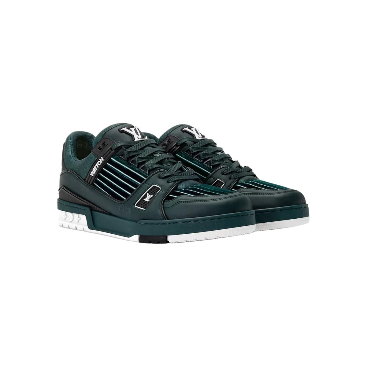 Louis Vuitton Trainer Velvet Floral & Stripe Low-Top Sneakers in Green – Unisex