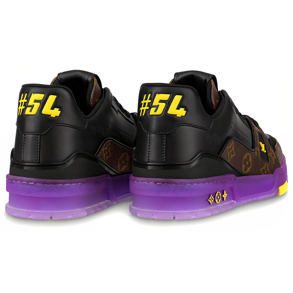 Louis Vuitton Trainer Leather Lace-Up Low-Top Sneakers in Purple & Gold – Unisex
