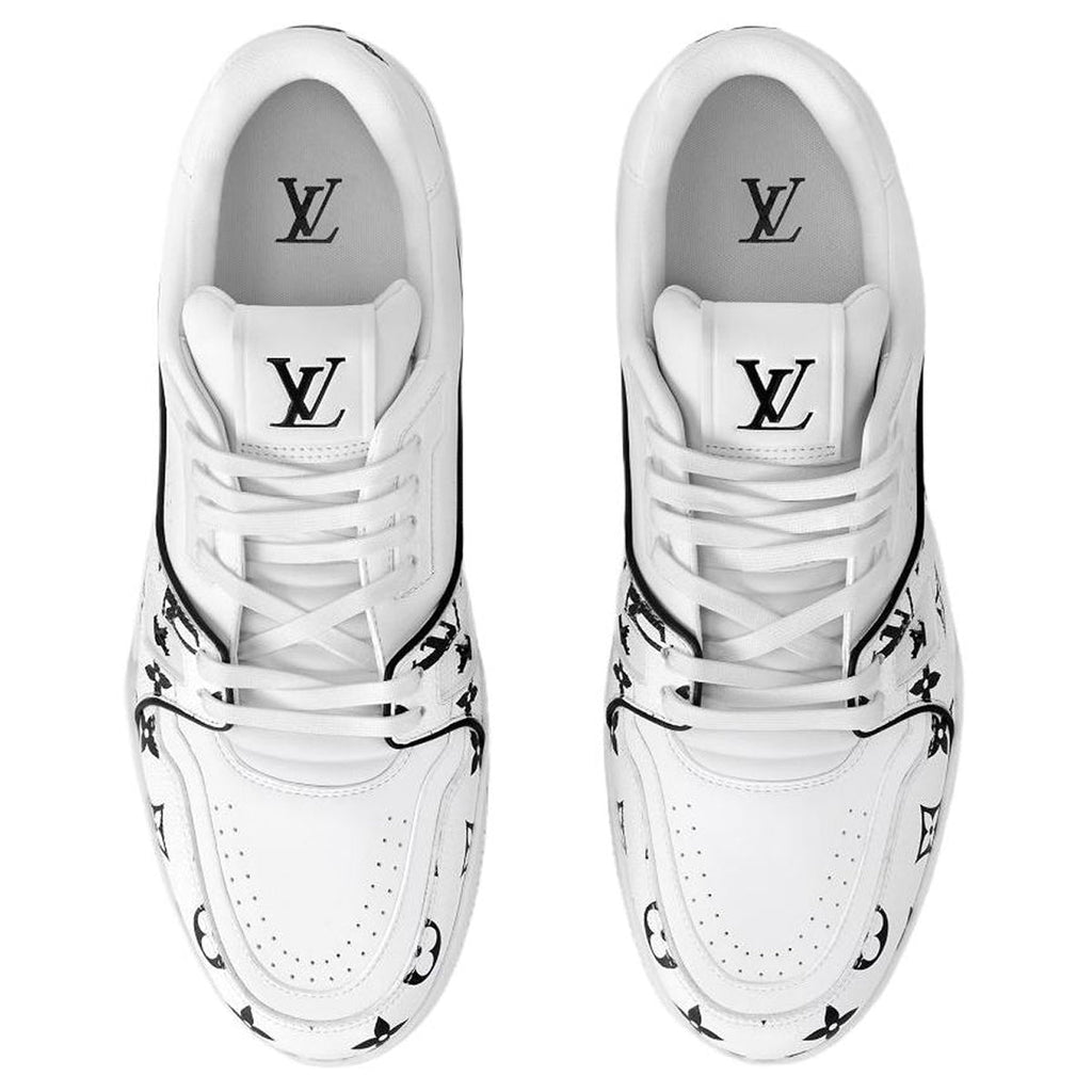 Louis Vuitton Trainer Calf Leather Lace-Up Low-Top Sneakers in White