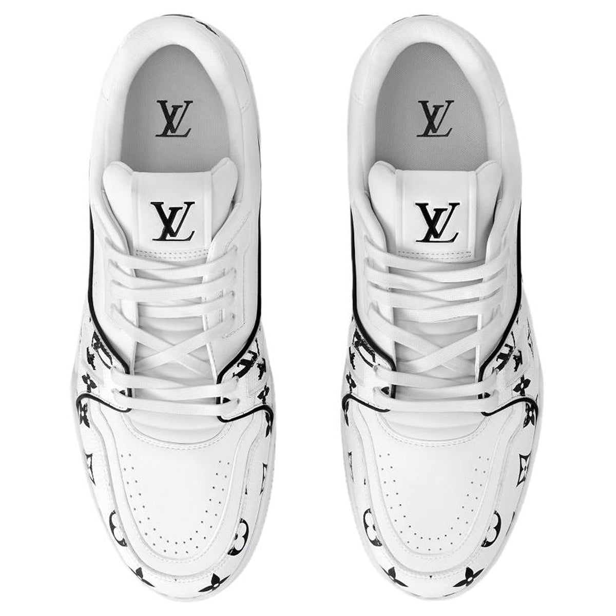 Louis Vuitton Trainer Calf Leather Lace-Up Low-Top Sneakers in White
