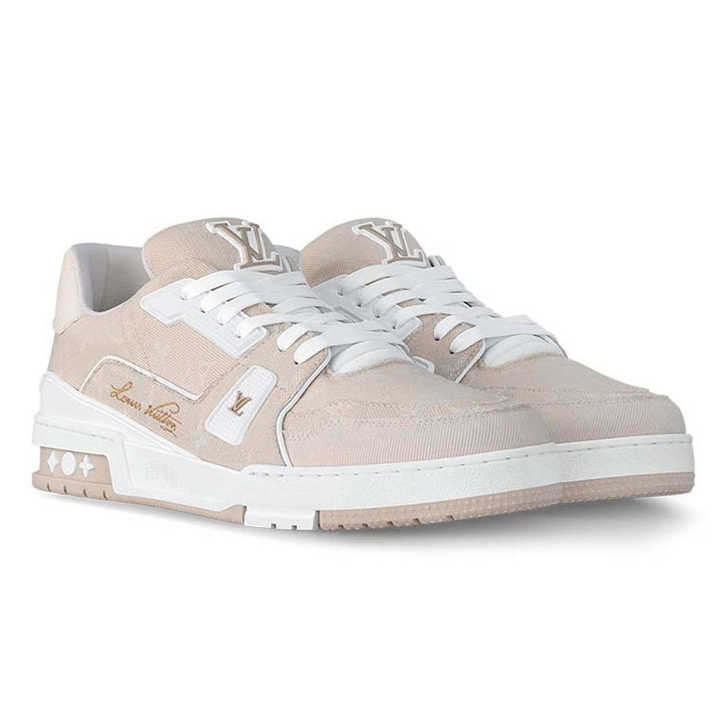 Louis Vuitton Trainer Lace-Up Low-Top Sneakers in Beige – Unisex
