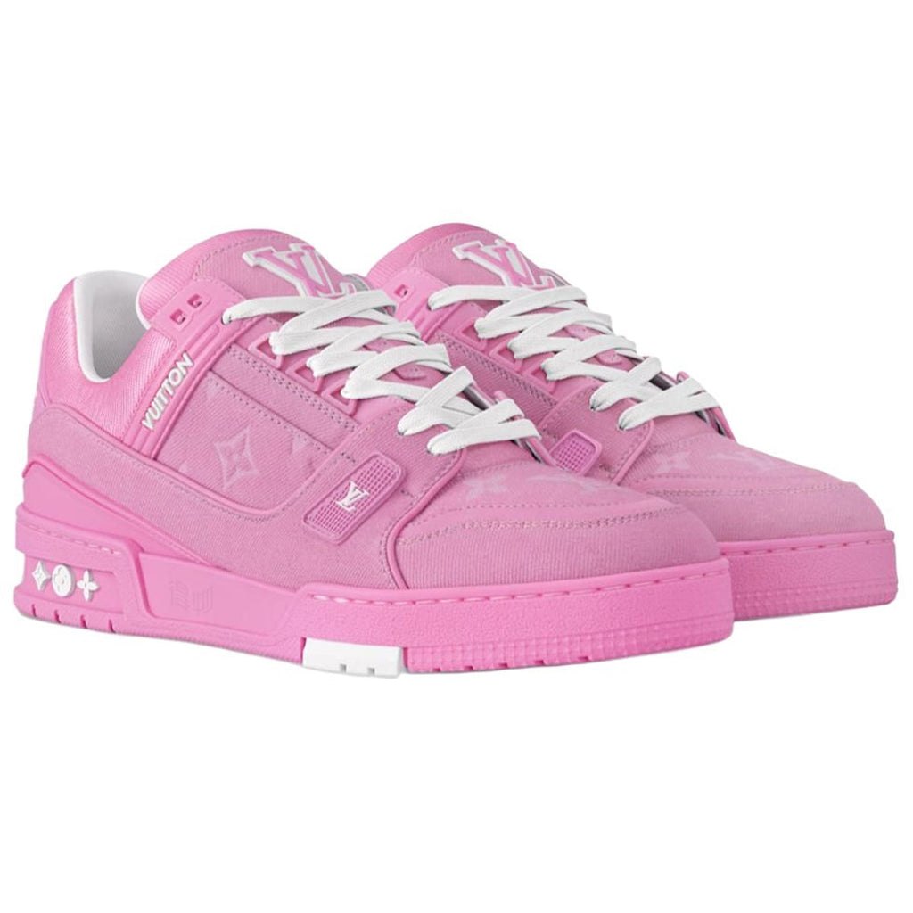 Louis Vuitton Trainer Denim Lace-Up Low-Top Sneakers in Pink – WoUnisex