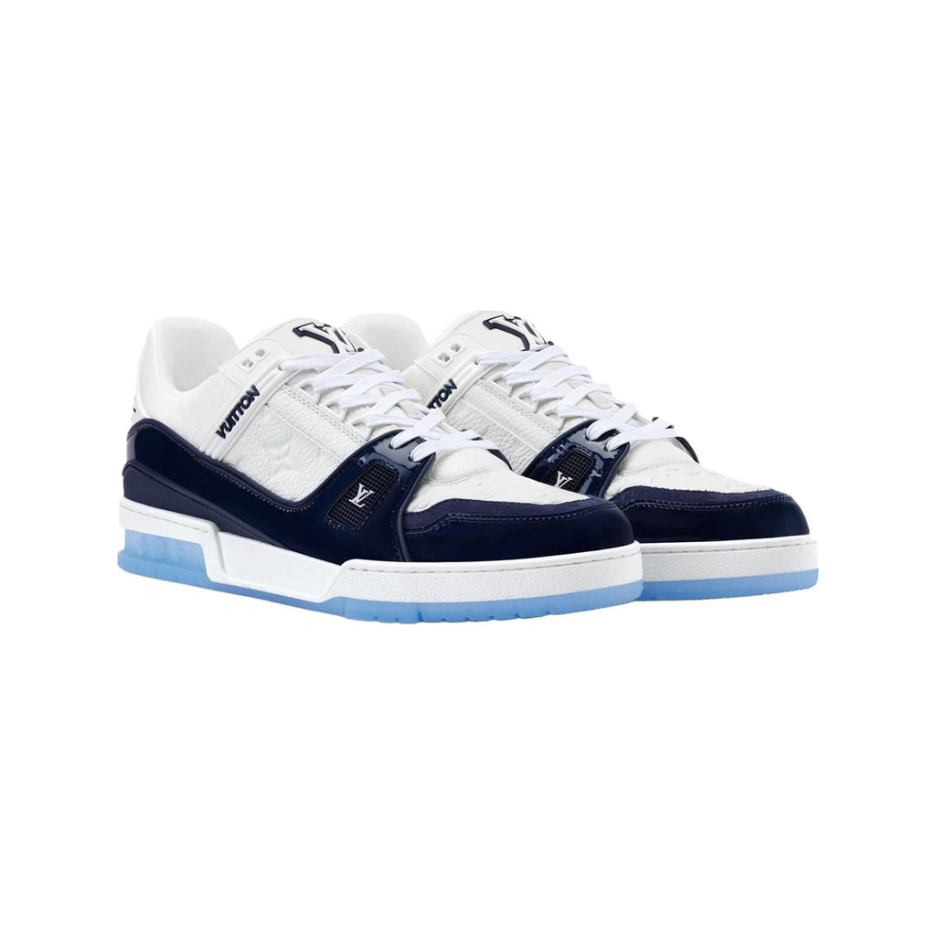 Louis Vuitton Trainer Grained Calf Leather Low-Top Sneakers in Ocean Blue – Unisex