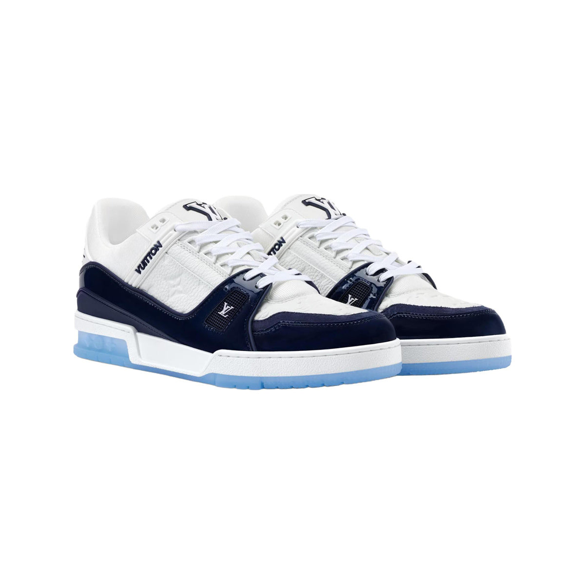 Louis Vuitton Trainer Grained Calf Leather Low-Top Sneakers in Ocean Blue – Unisex