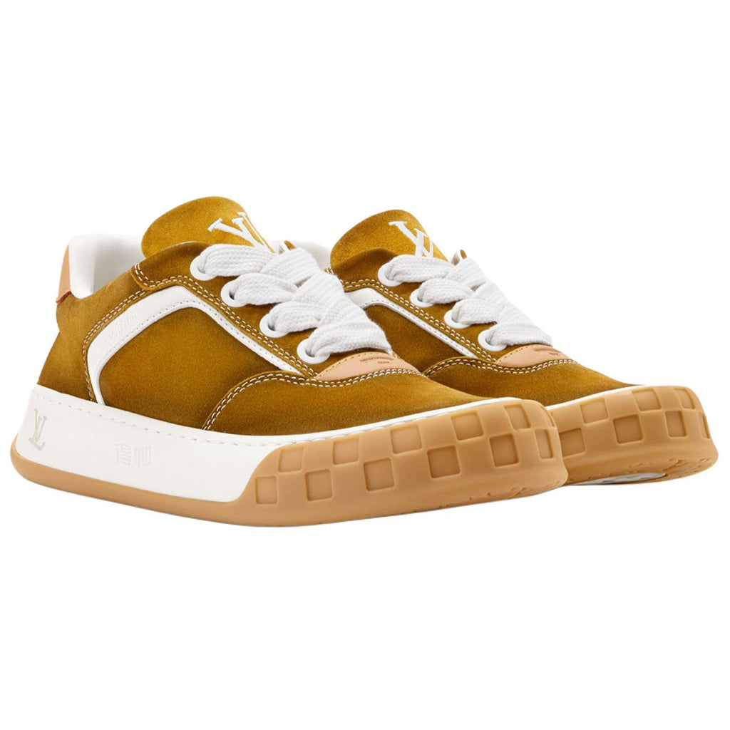 Louis Vuitton Tilted Suede Lace-Up Biscuit-Sole Low-Top Sneakers in Brown – Unisex
