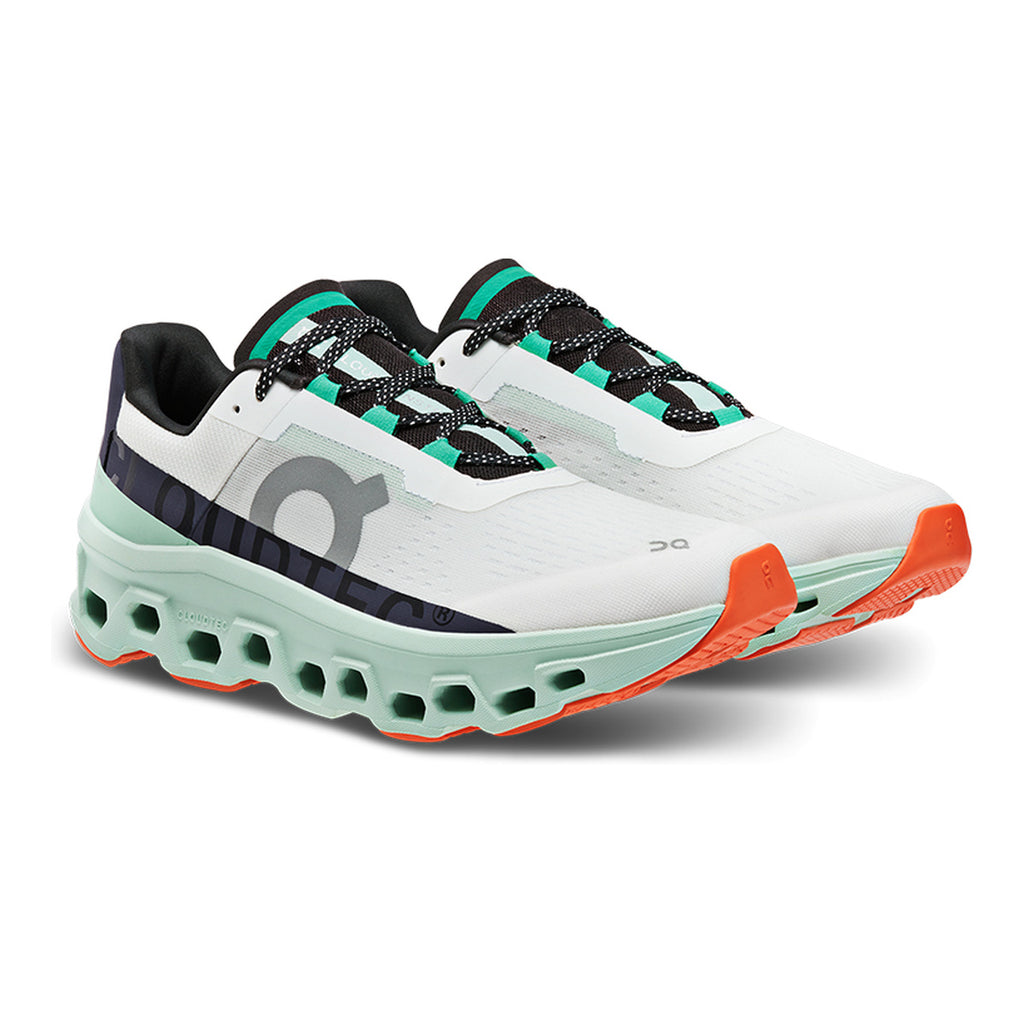 On Cloudmonster Running Shoes – White | Mint