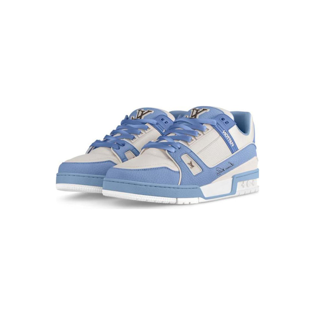Louis Vuitton Trainer Calf Leather Lace-Up Low-Top Sneakers in Ocean Blue – Unisex