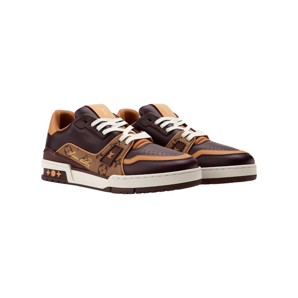 Louis Vuitton Trainer Calf Leather Lace-Up Low-Top Sneakers in Brown – Unisex