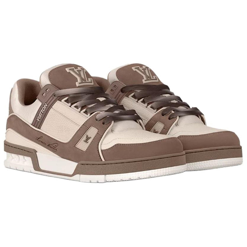 Louis Vuitton Trainer Fabric Lace-Up Low-Top Sneakers in Taupe Grey – Unisex