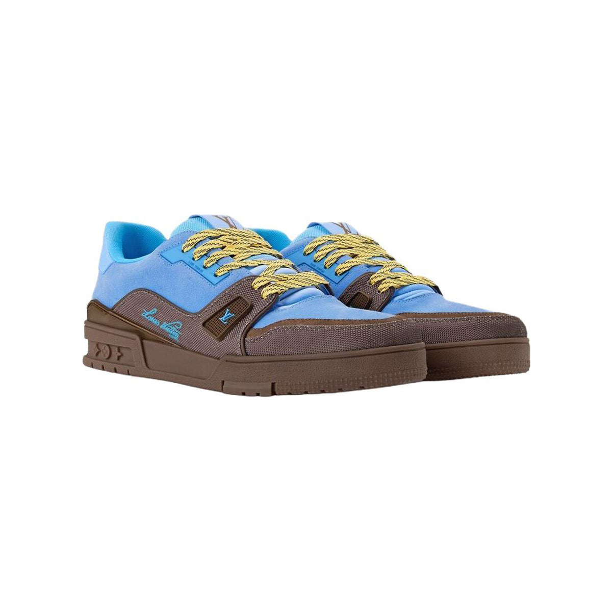 Louis Vuitton Trainer Leather & Suede Lace-Up Low-Top Sneakers in Blue – Unisex