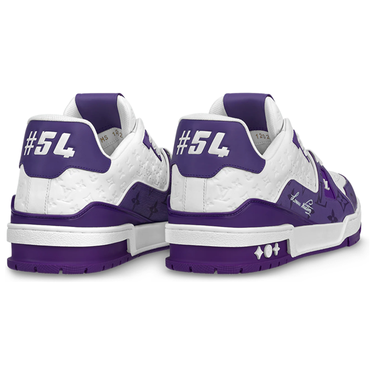 Louis Vuitton Trainer Lace-Up Low-Top Sneakers in White & Purple – Unisex