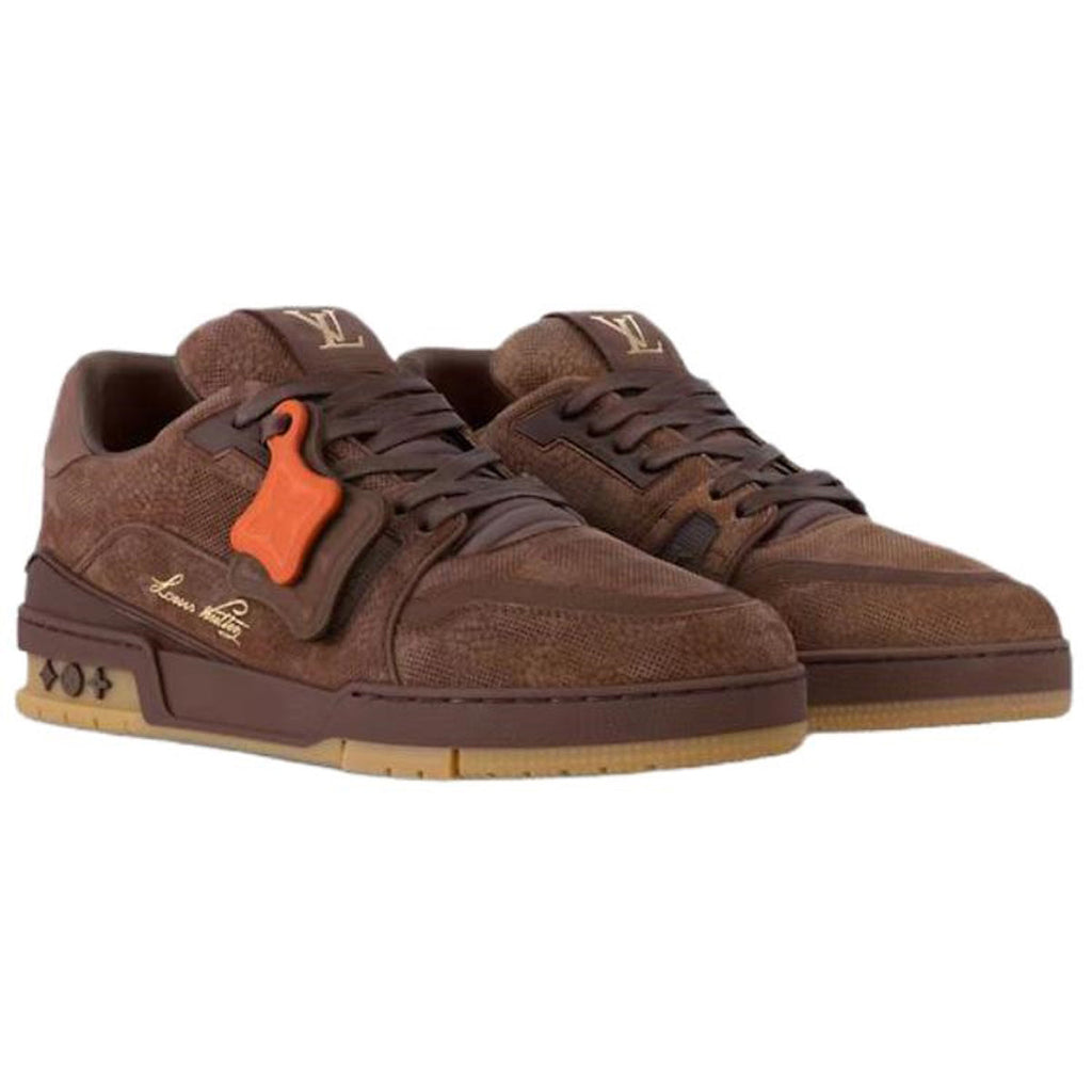 Louis Vuitton Trainer Leather Lace-Up Low-Top Sneakers in Dark Brown – Unisex