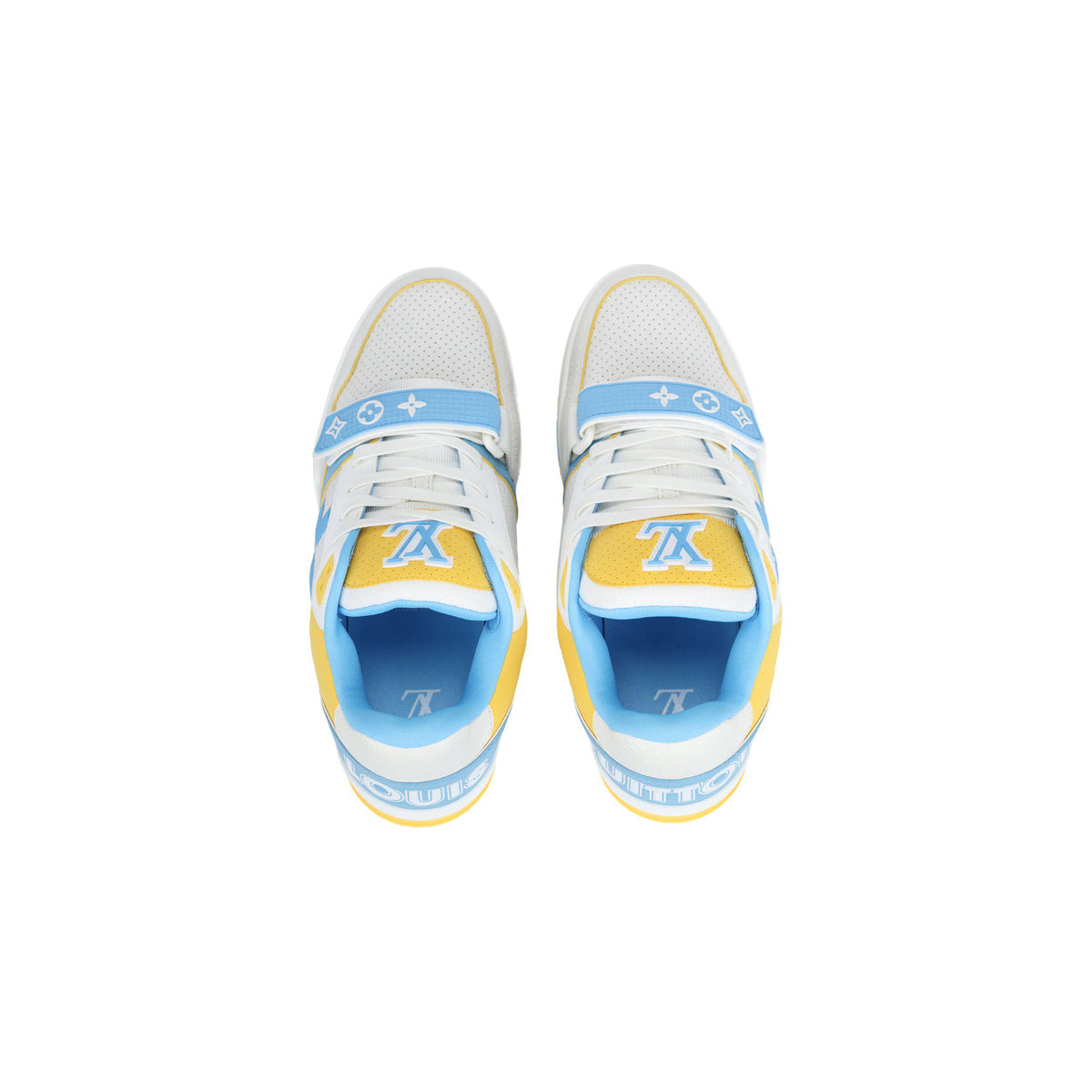 Louis Vuitton Trainer Perforated Embossed Calf Leather Low-Top Sneakers in Blue – Unisex