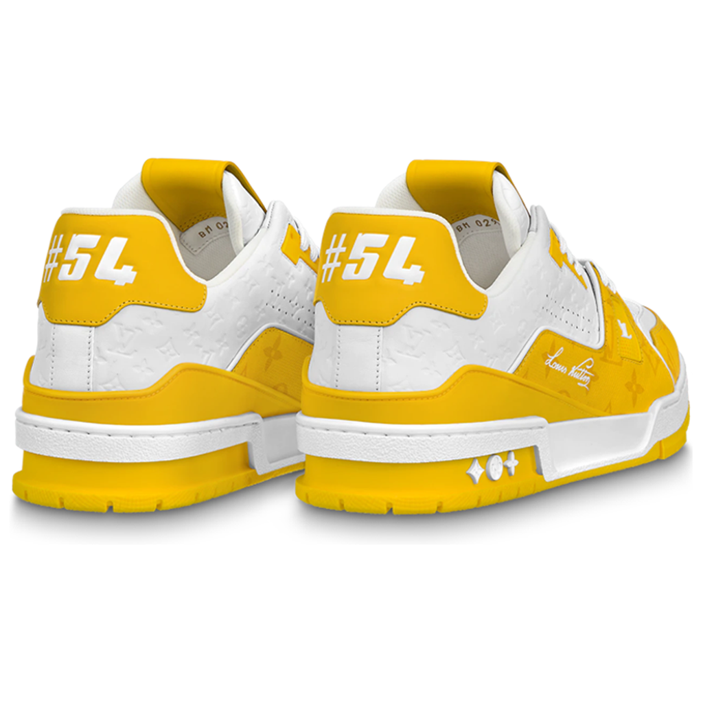 Louis Vuitton Trainer Lace-Up Low-Top Sneakers in White & Yellow – Unisex