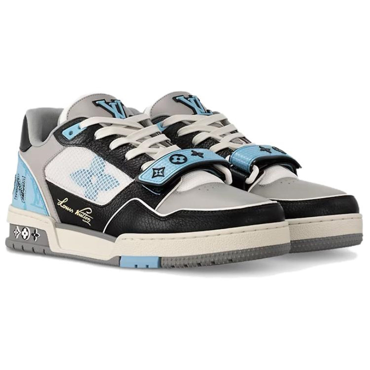 Louis Vuitton LV Trainer 1.0 Sneaker – Black / Sky Blue / Grey / White (Velcro Strap)