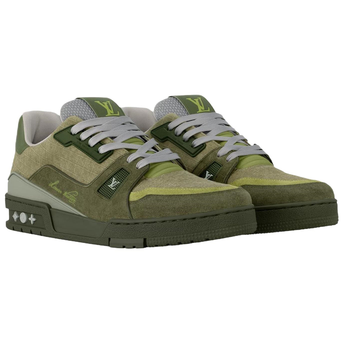 Louis Vuitton Trainer Lace-Up Low-Top Sneakers in Green – Unisex