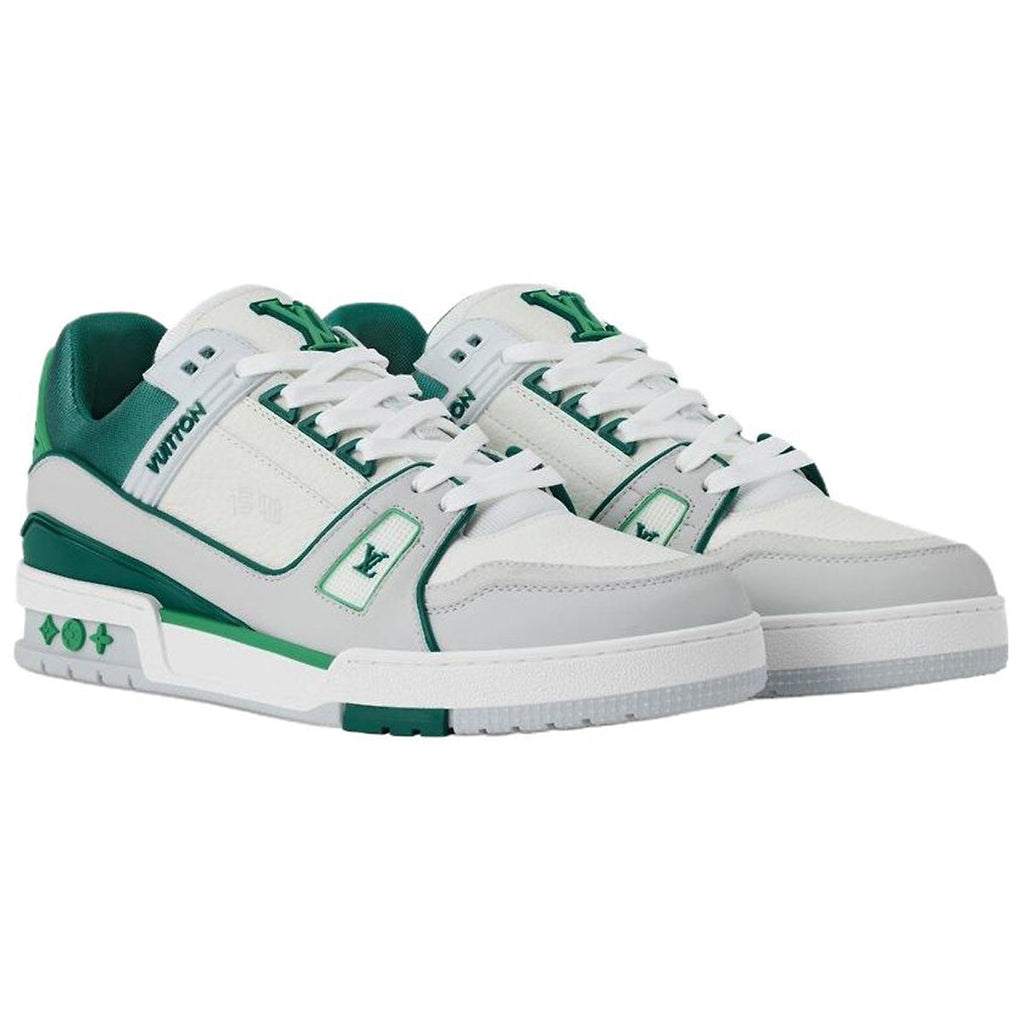 Louis Vuitton Trainer Lace-Up Flat-Sole Low-Top Sneakers in Green – Unisex