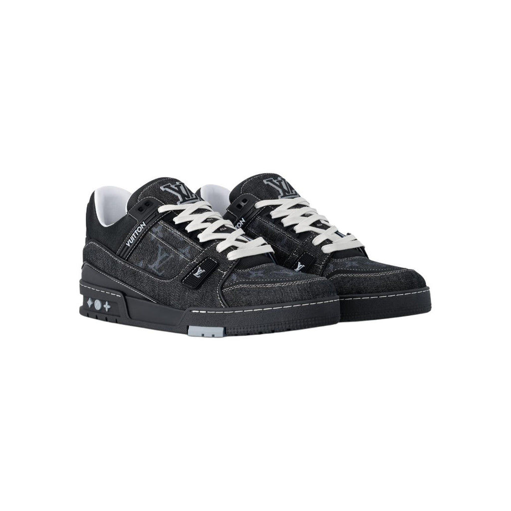 Louis Vuitton Trainer Denim Lace-Up Low-Top Sneakers in Black – Unisex