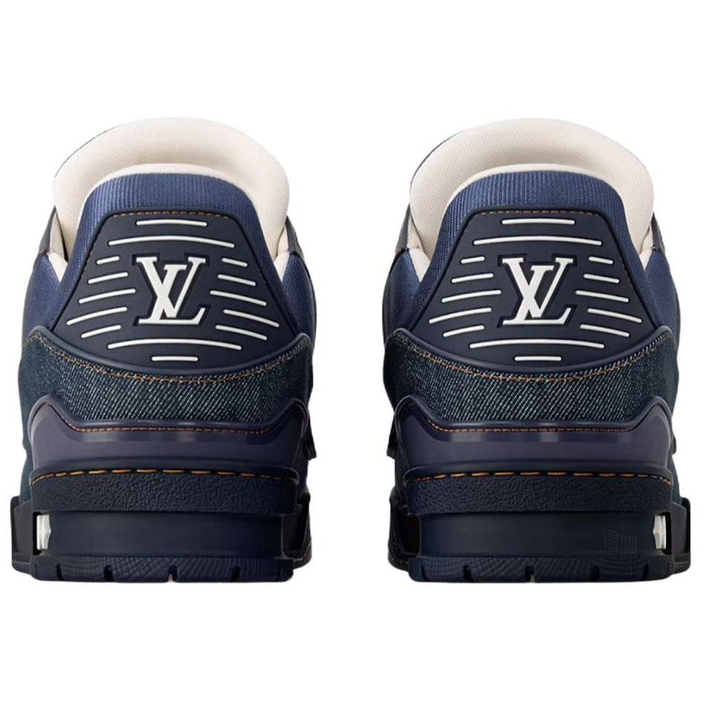 Louis Vuitton Trainer Denim Lace-Up Low-Top Sneakers in Navy Blue – Unisex