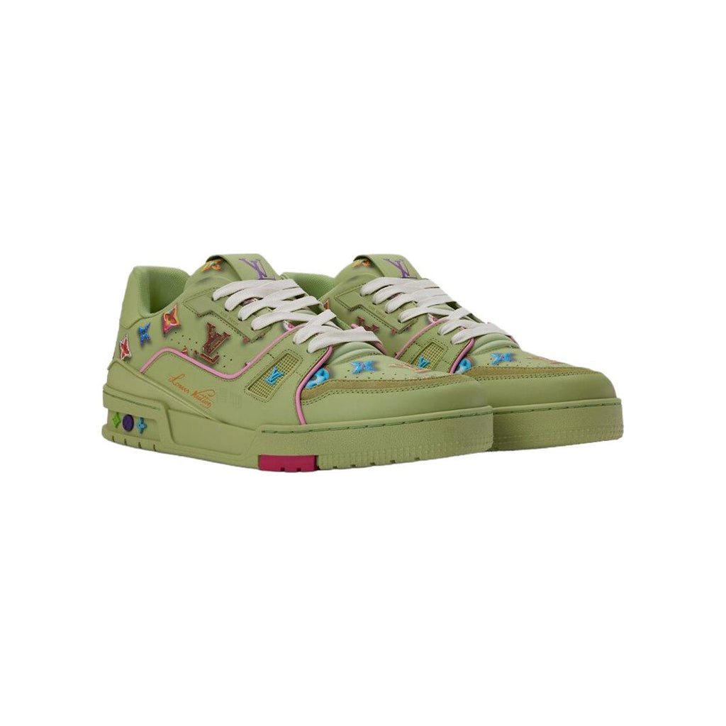 Louis Vuitton Trainer Leather Donut-Motif Lace-Up Low-Top Sneakers in Green – Unisex