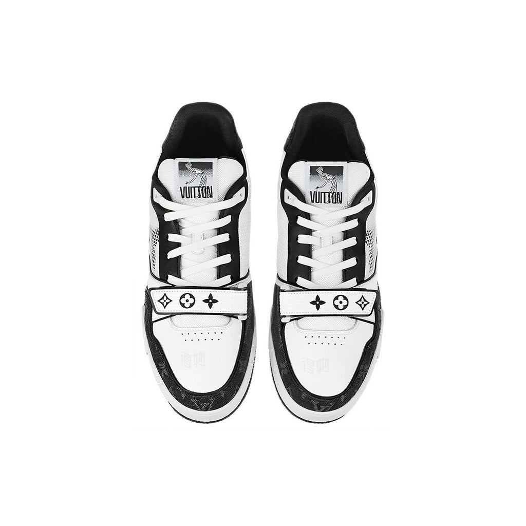 Louis Vuitton Trainer Calf Leather Lace-Up Low-Top Sneakers in Black & White – Unisex