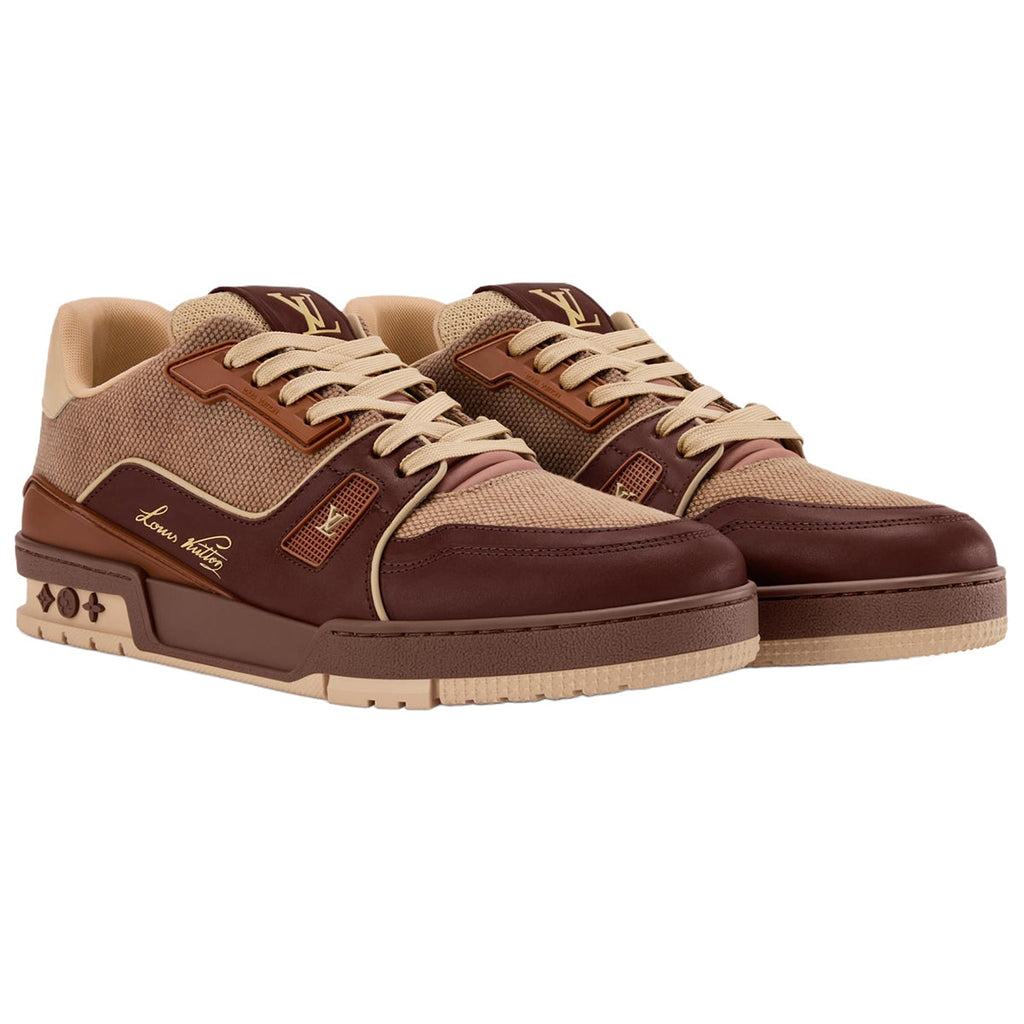 Louis Vuitton Calf Leather Lace-Up Low-Top Sneakers in Chestnut Brown – Unisex