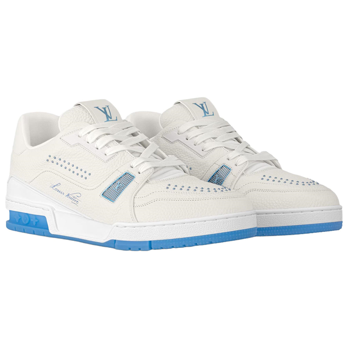 Louis Vuitton Trainer Lace-Up Flat-Sole Low-Top Sneakers in Navy Blue – Unisex