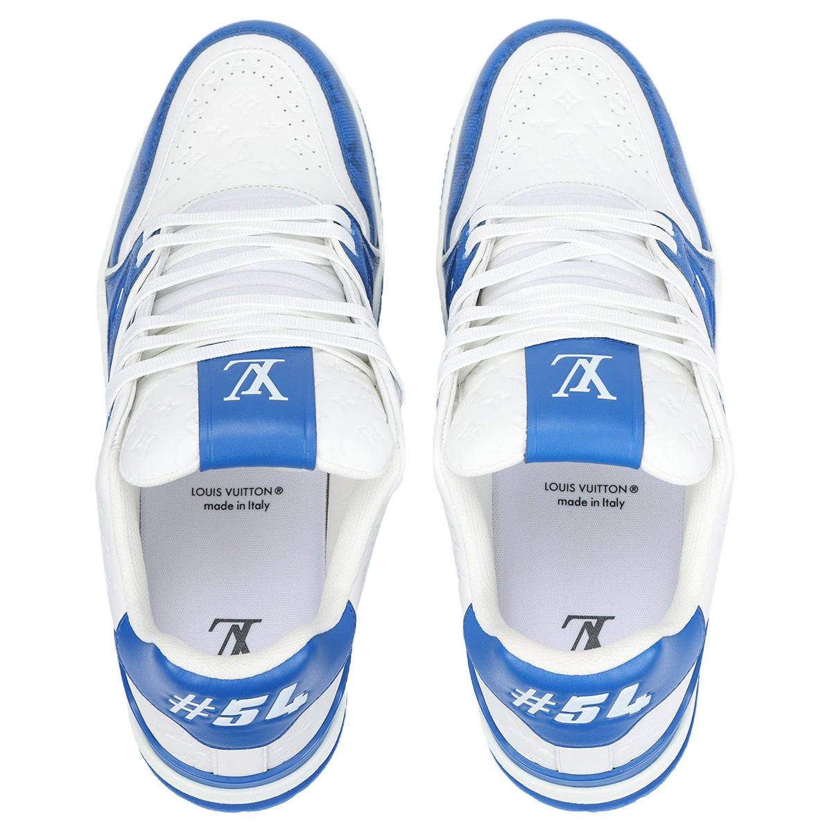 Louis Vuitton Trainer Full-Grain Leather Lace-Up Low-Top Sneakers in Blue – Unisex