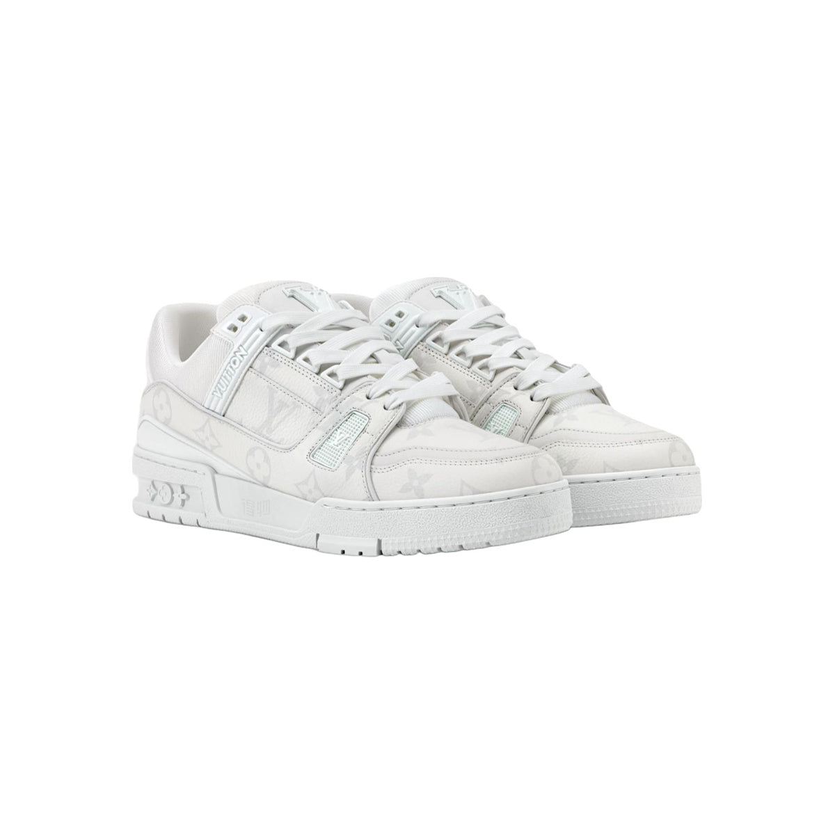 Louis Vuitton Trainer Calf Leather Lace-Up Low-Top Sneakers in Grey & White – WoUnisex
