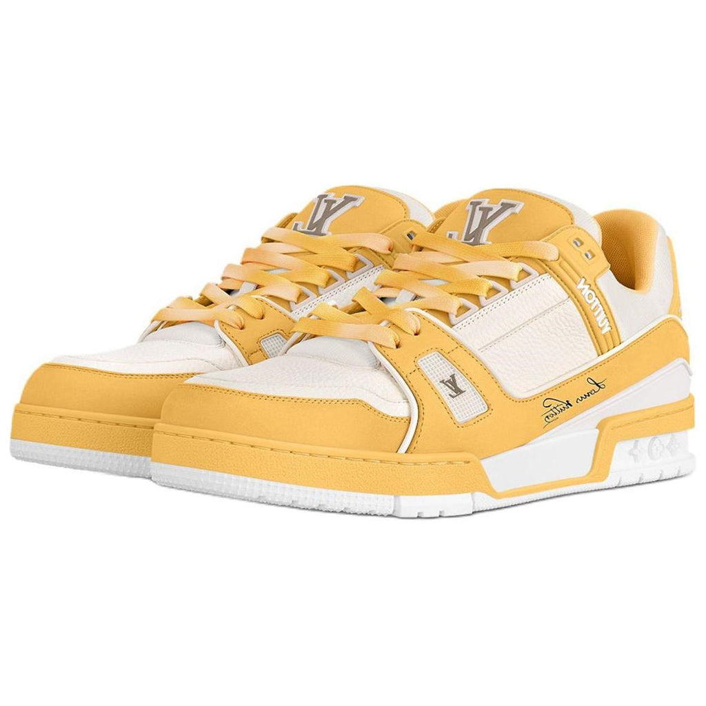 Louis Vuitton Trainer Calf Leather Lace-Up Low-Top Sneakers in Yellow