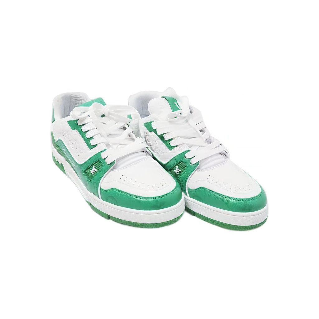 Louis Vuitton Trainer Leather Low-Top Sneakers in White & Green – Unisex