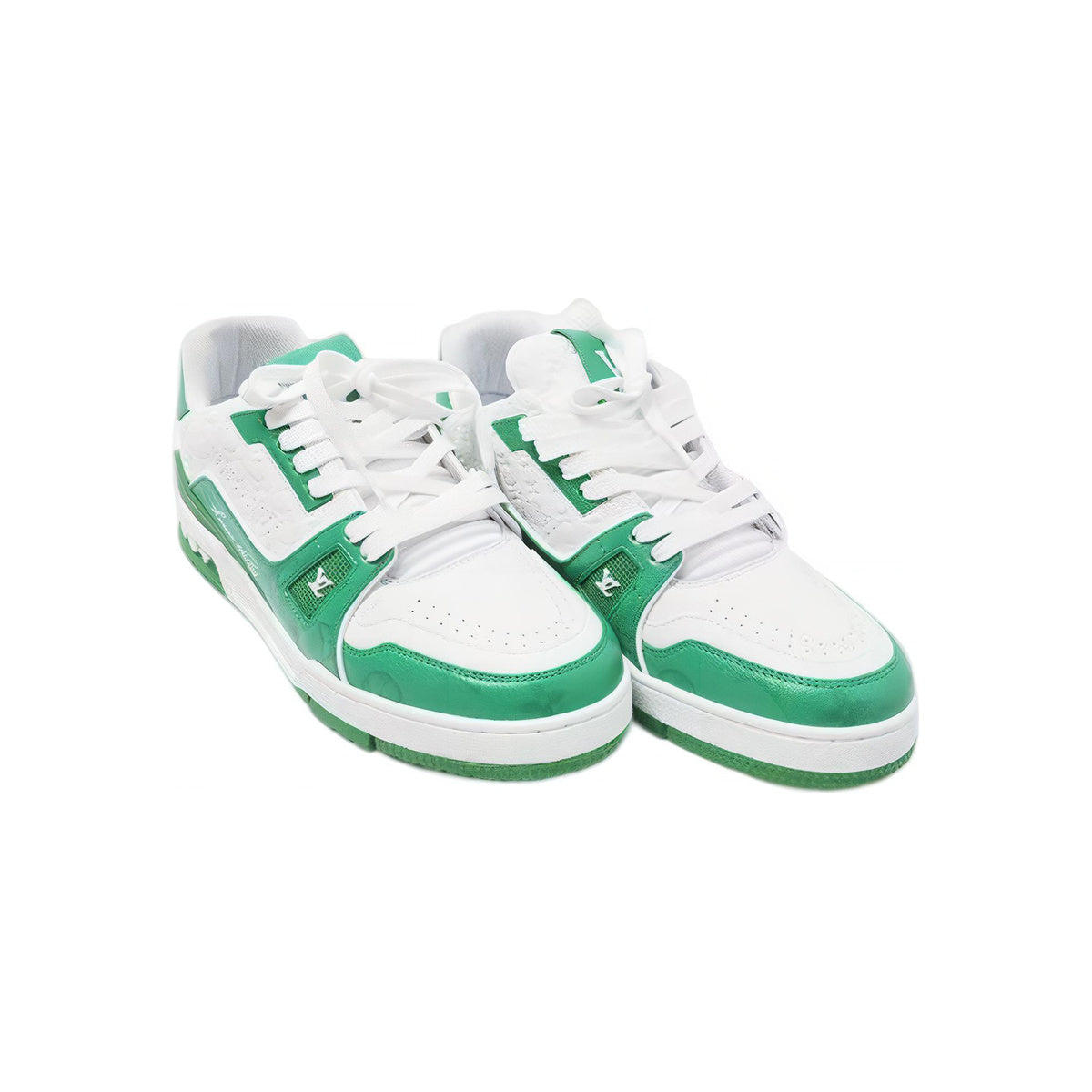 Louis Vuitton Trainer Leather Low-Top Sneakers in White & Green – Unisex