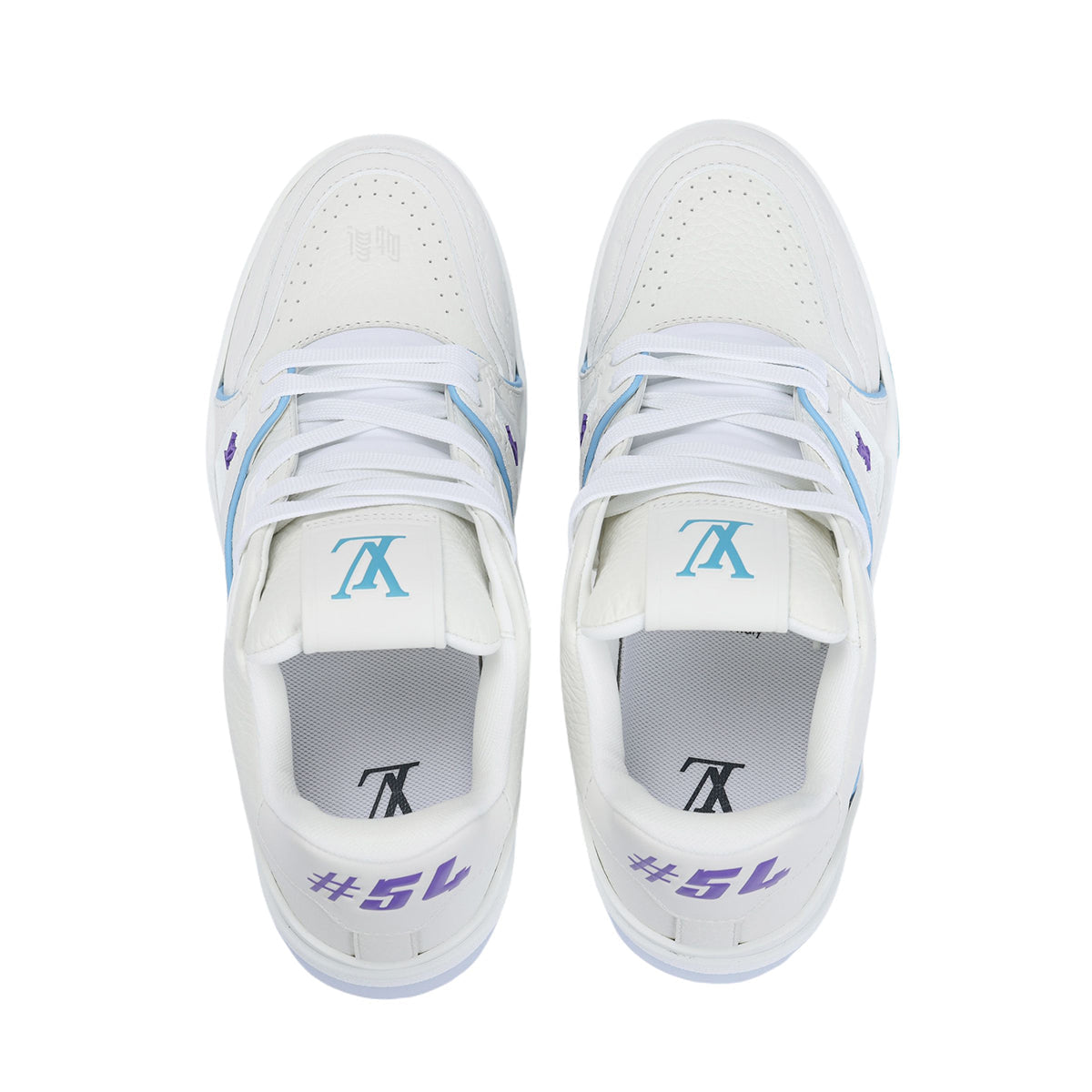Louis Vuitton Trainer Lace-Sneakers in White, Blue & Purple Colour- Unisex Limited Edition