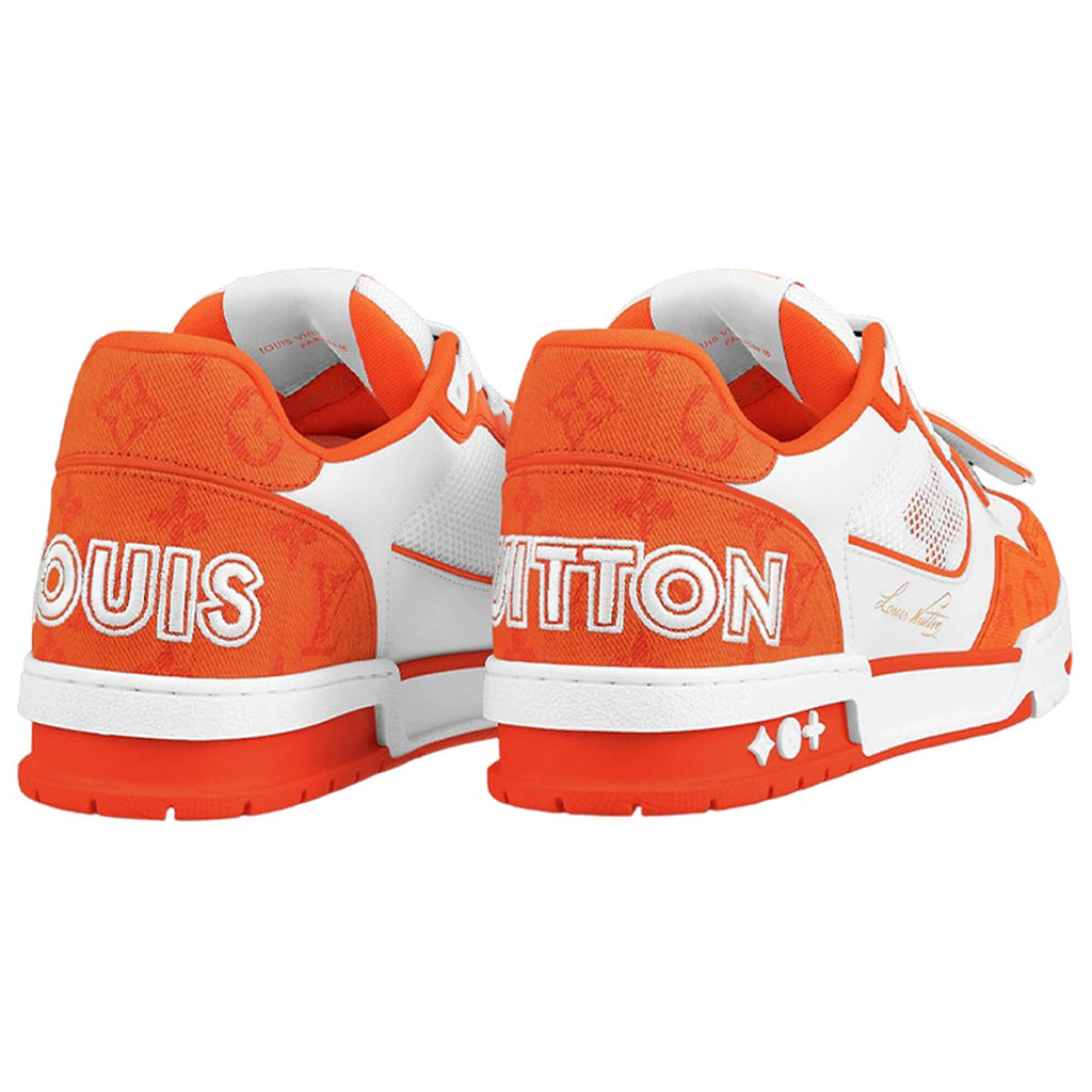 Louis Vuitton Trainer Velcro Strap Low-Top Sneakers in White & Orange