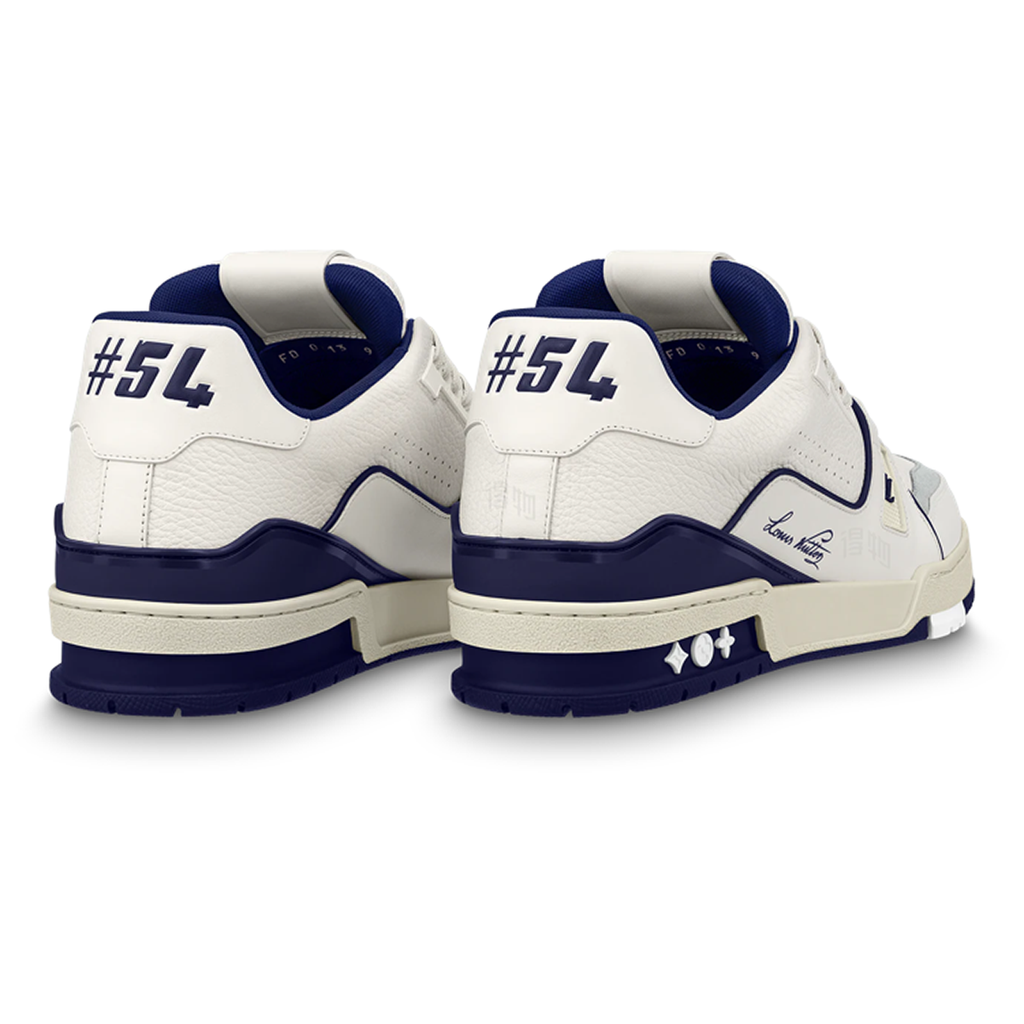 Louis Vuitton Trainer Lace-Up Low-Top Sneakers in White & Blue – Unisex