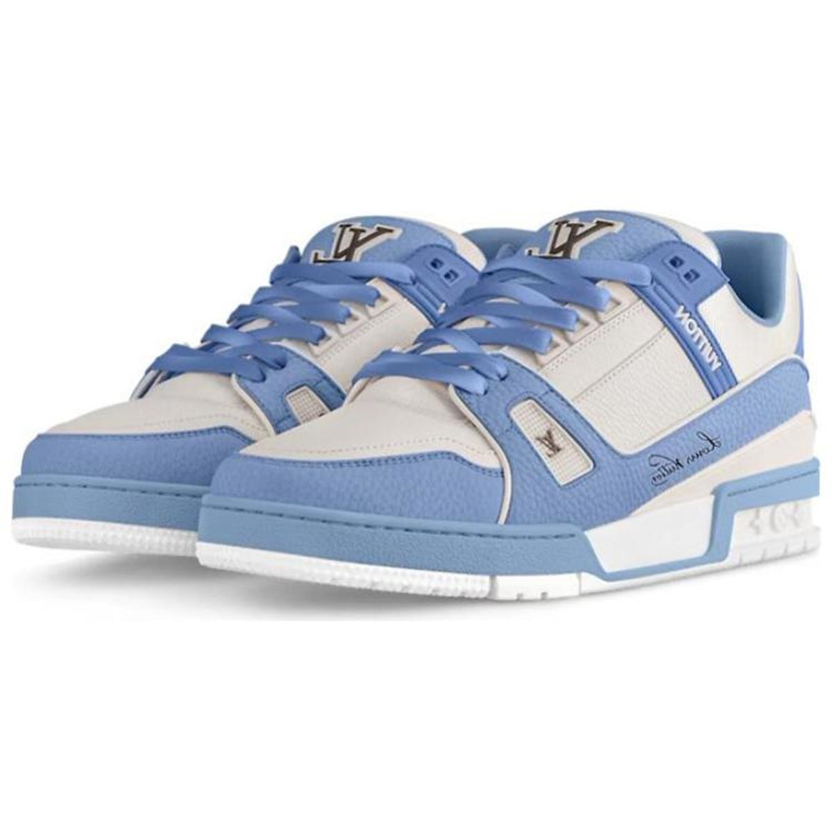 Louis Vuitton Trainer Leather Lace-Up Low-Top Sneakers in Navy Blue – Unisex