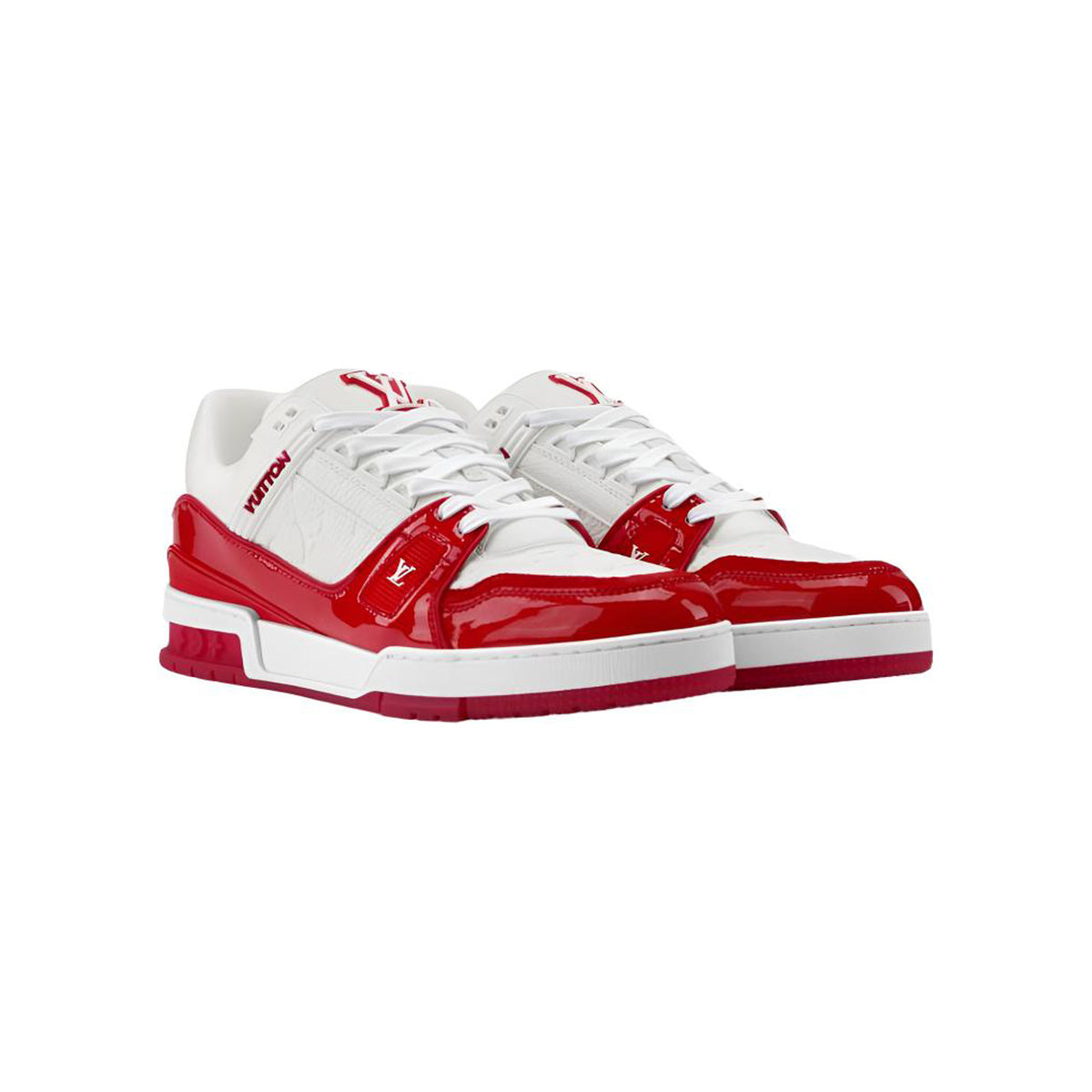 Louis Vuitton Trainer Calf Leather Panelled Low-Top Sneakers in Red – Unisex