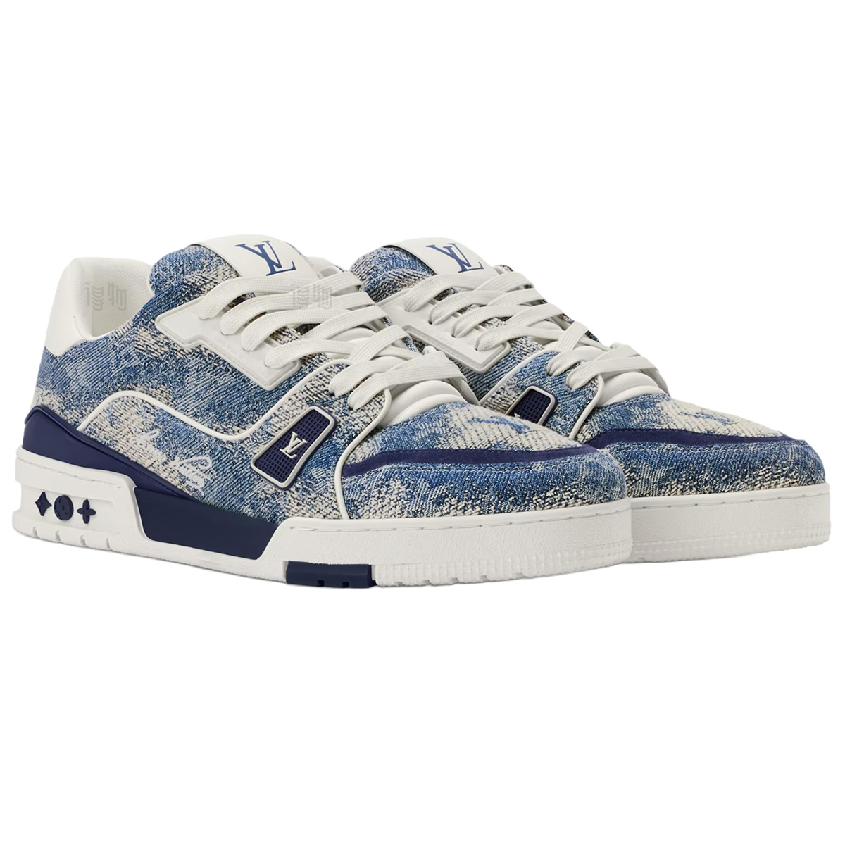 Louis Vuitton Trainer Denim & Leather Lace-Up Platform Low-Top Sneakers in Blue – Unisex