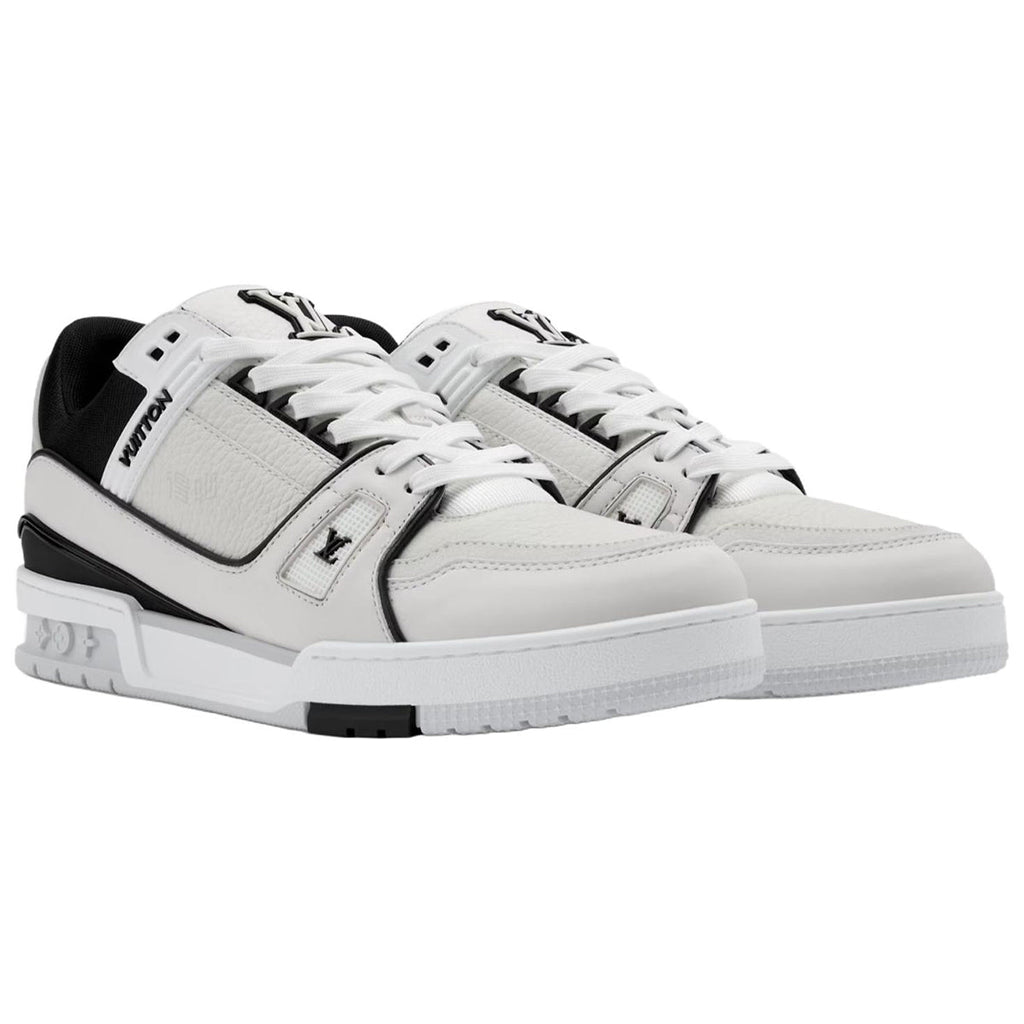 Louis Vuitton Trainer Grainy Leather Lace-Up Low-Top Sneakers in White – Unisex