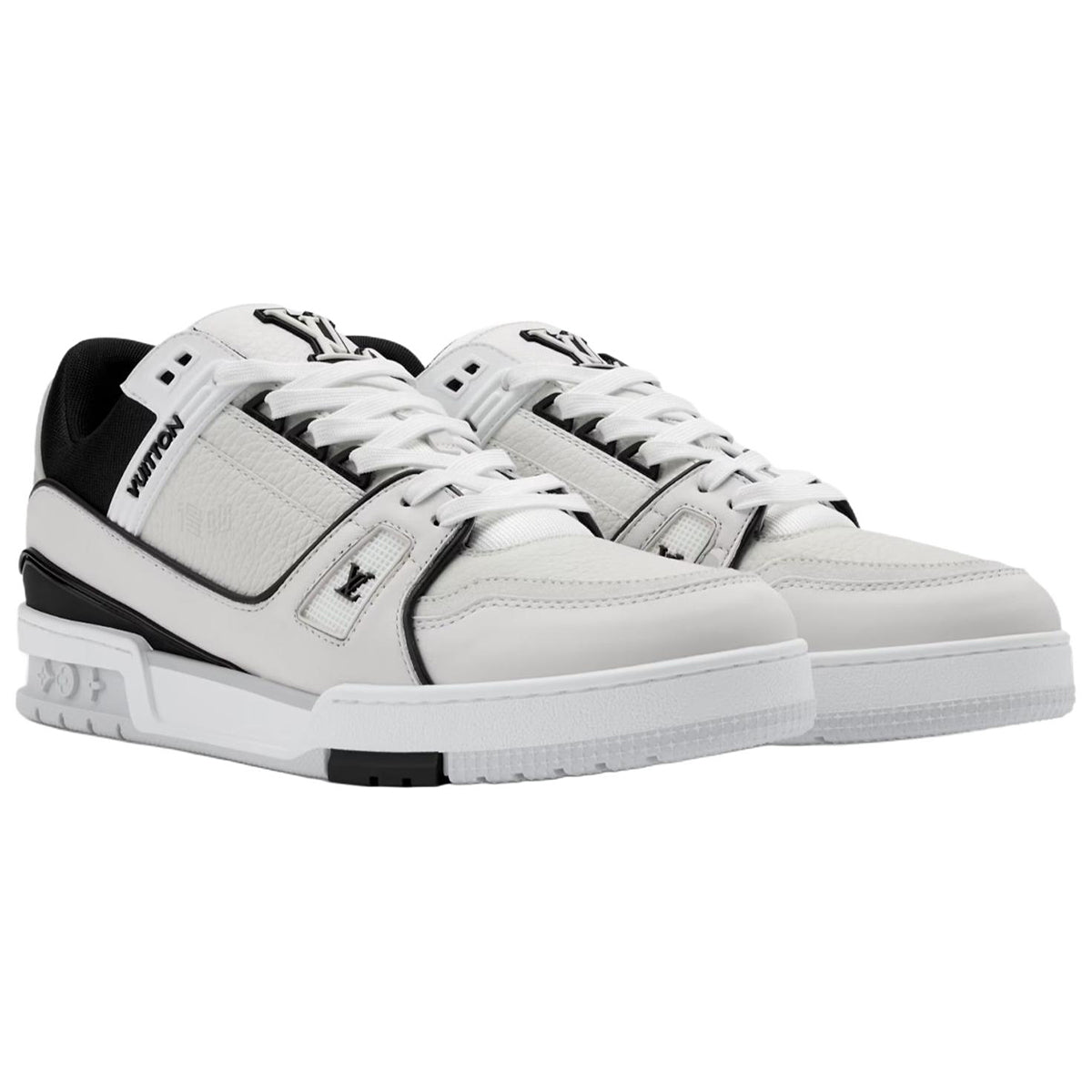 Louis Vuitton Trainer Grainy Leather Lace-Up Low-Top Sneakers in White – Unisex