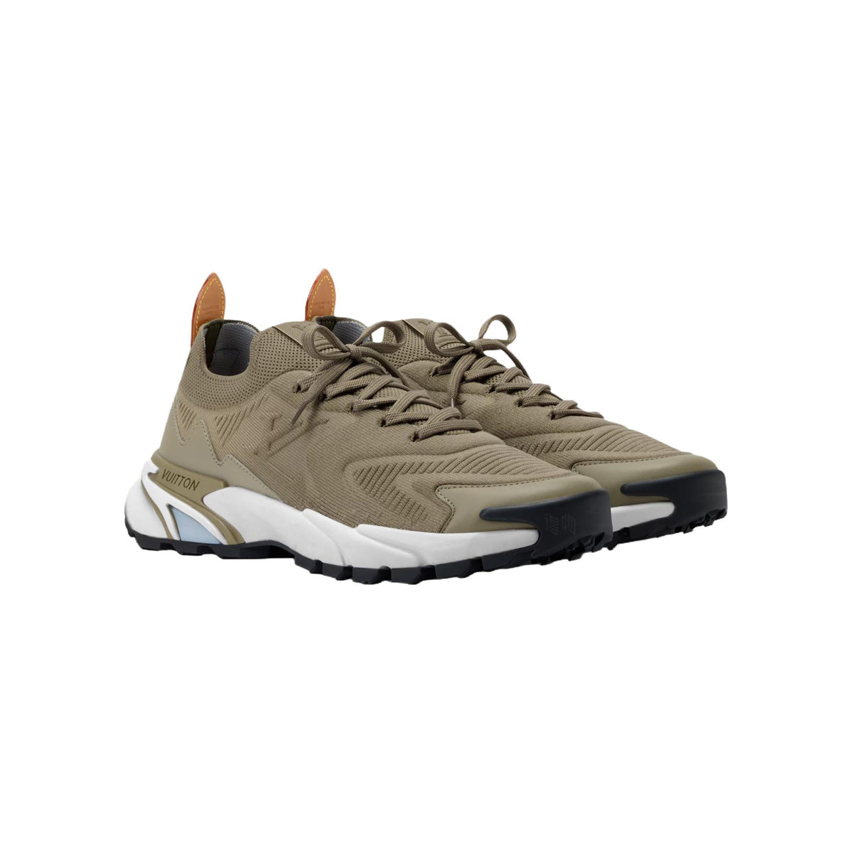 Louis Vuitton Runner Tatic Knit & Leather Trim Lace-Up Low-Top Sneakers in Khaki Green – Unisex