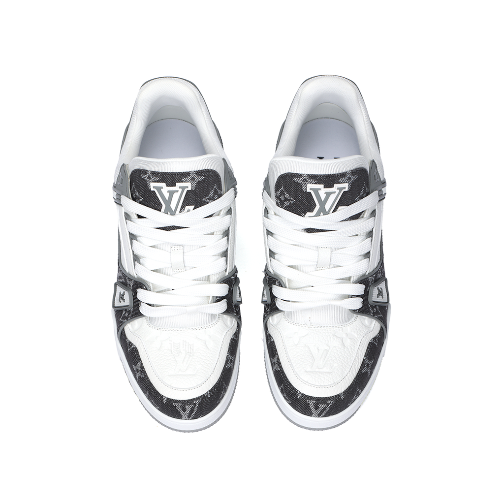 Louis Vuitton Trainer Lace-Up Low-Top Sneakers in Grey & White – Unisex