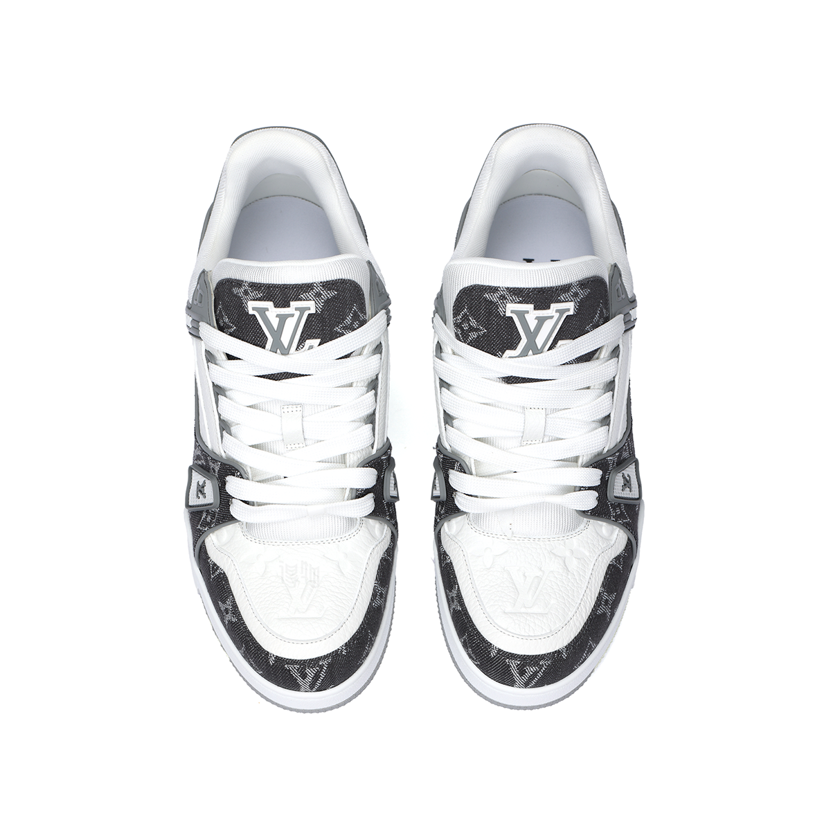 Louis Vuitton Trainer Lace-Up Low-Top Sneakers in Grey & White – Unisex