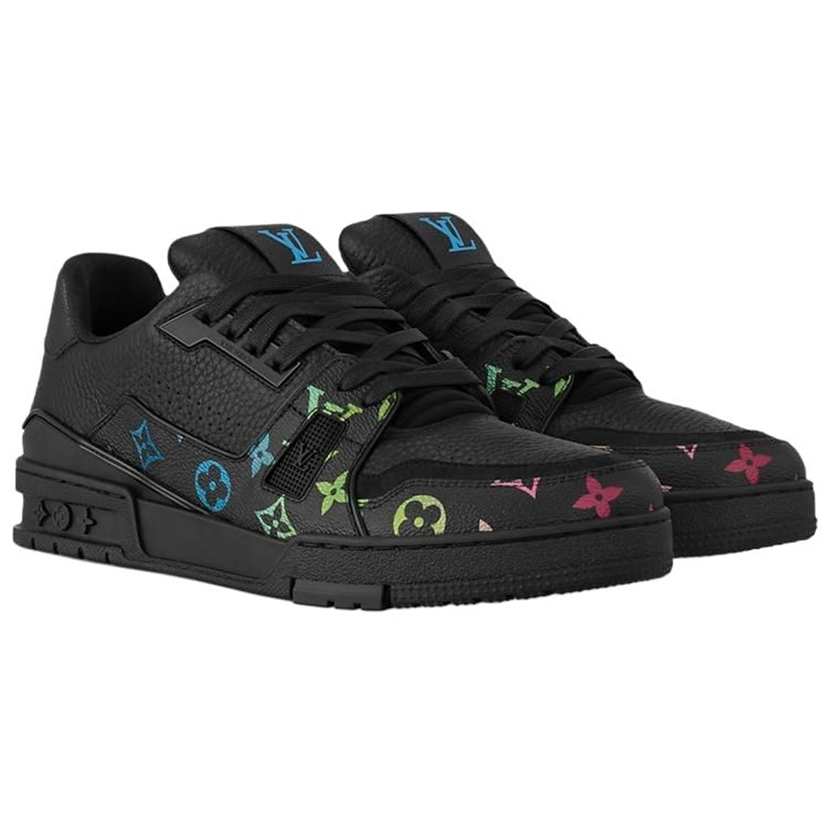 Louis Vuitton Trainer Calf Leather Lace-Up Low-Top Sneakers in Black Pattern – Unisex