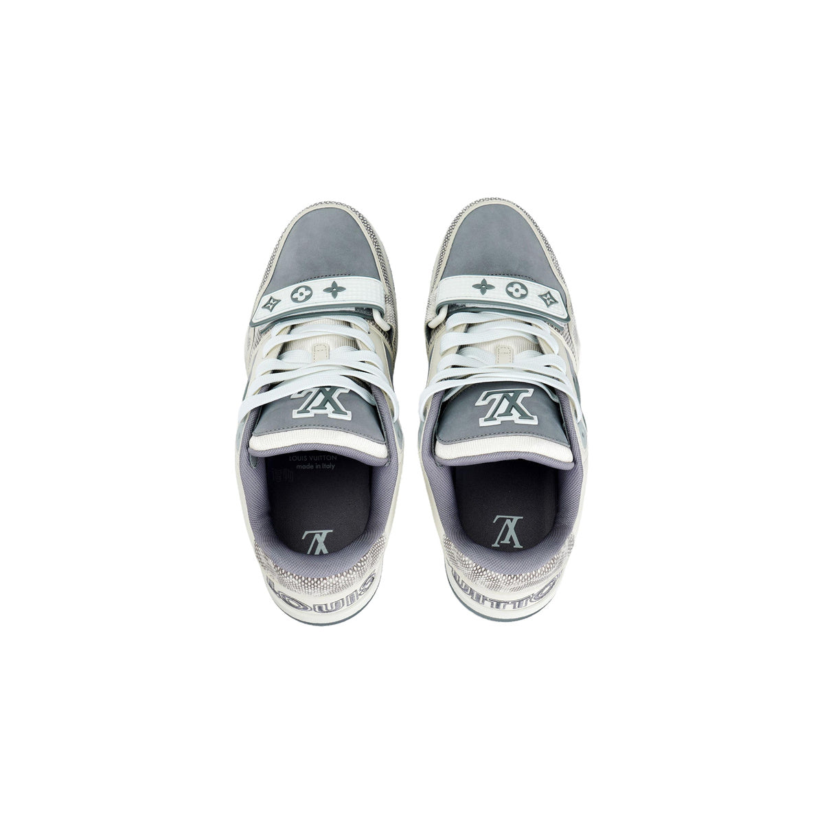 Louis Vuitton Trainer Python Leather Detail & Suede Calf Leather Lace-Up Velcro Low-Top Sneakers in Grey – Unisex