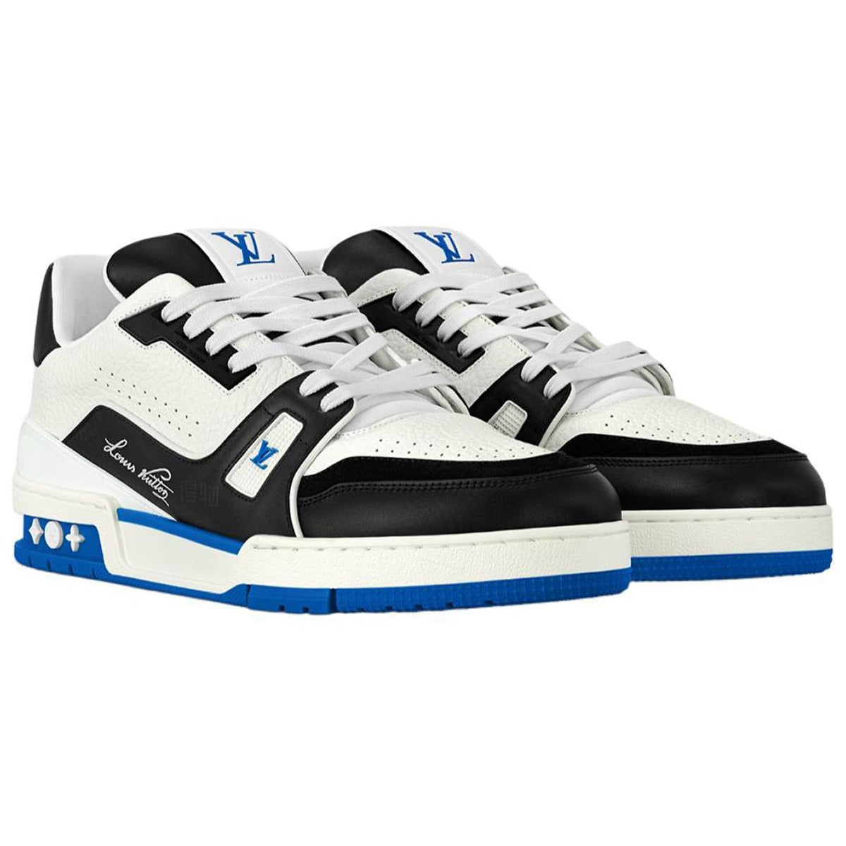 Louis Vuitton Cowhide Leather Lace-Up Low-Top Sneakers in Navy Blue– Unisex