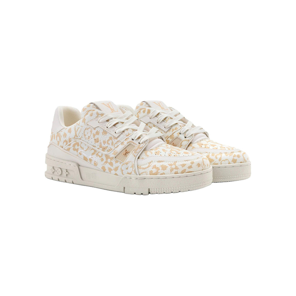 Louis Vuitton Trainer Grained Calf Leather Leopard Print Low-Top Sneakers in Light Beige – WoUnisex