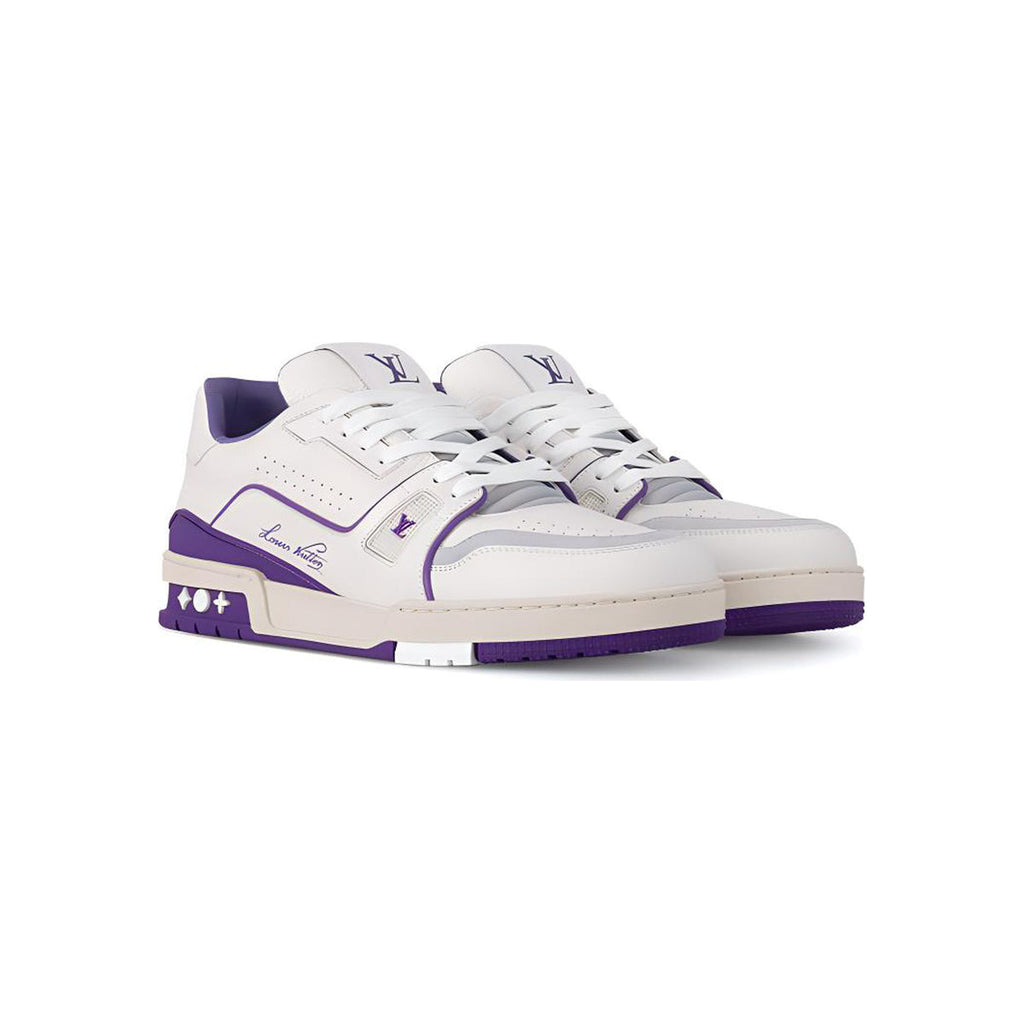 Louis Vuitton Trainer Leather Low-Top Sneakers in White & Purple – Unisex
