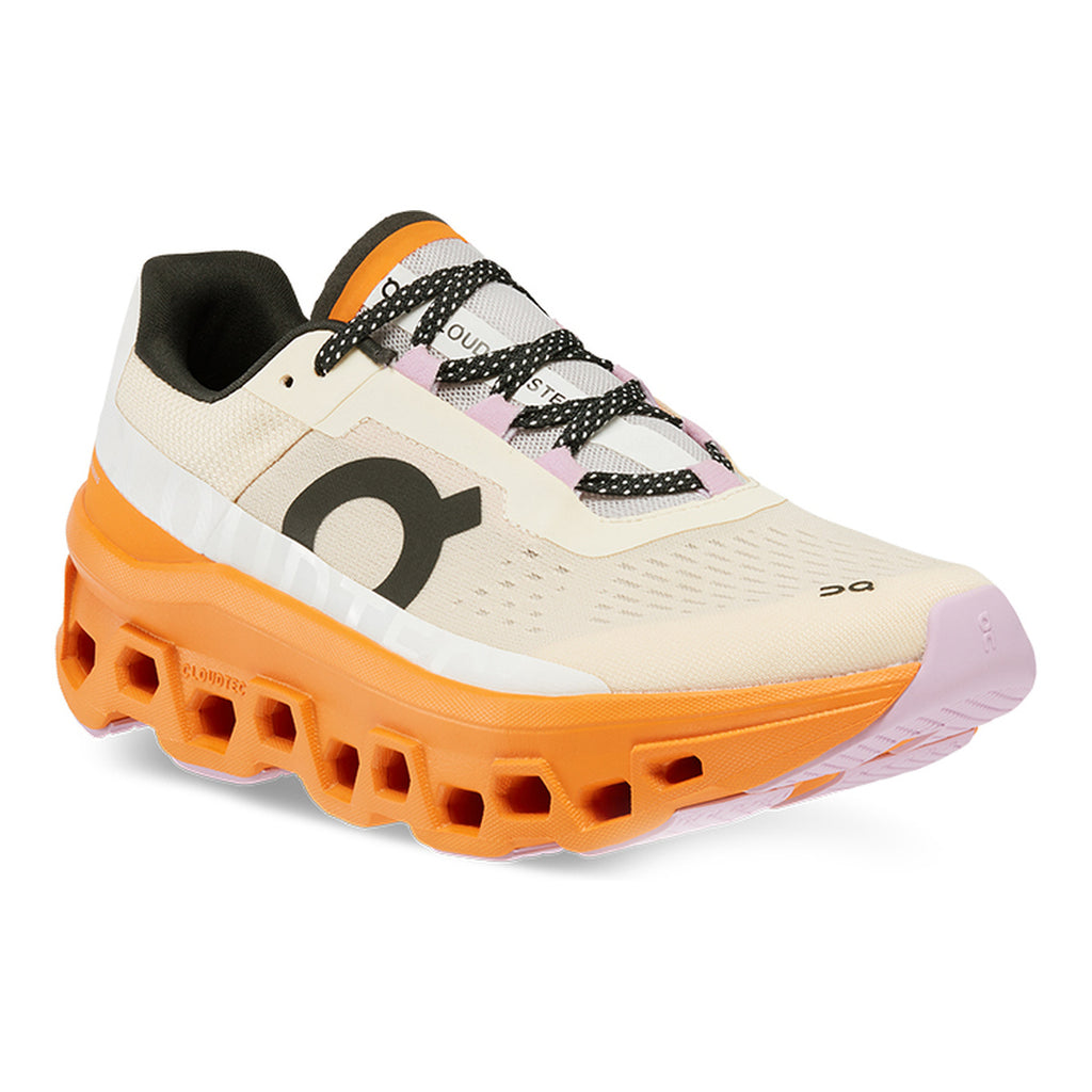 On Cloudmonster Running Shoes – Ivory | Orange